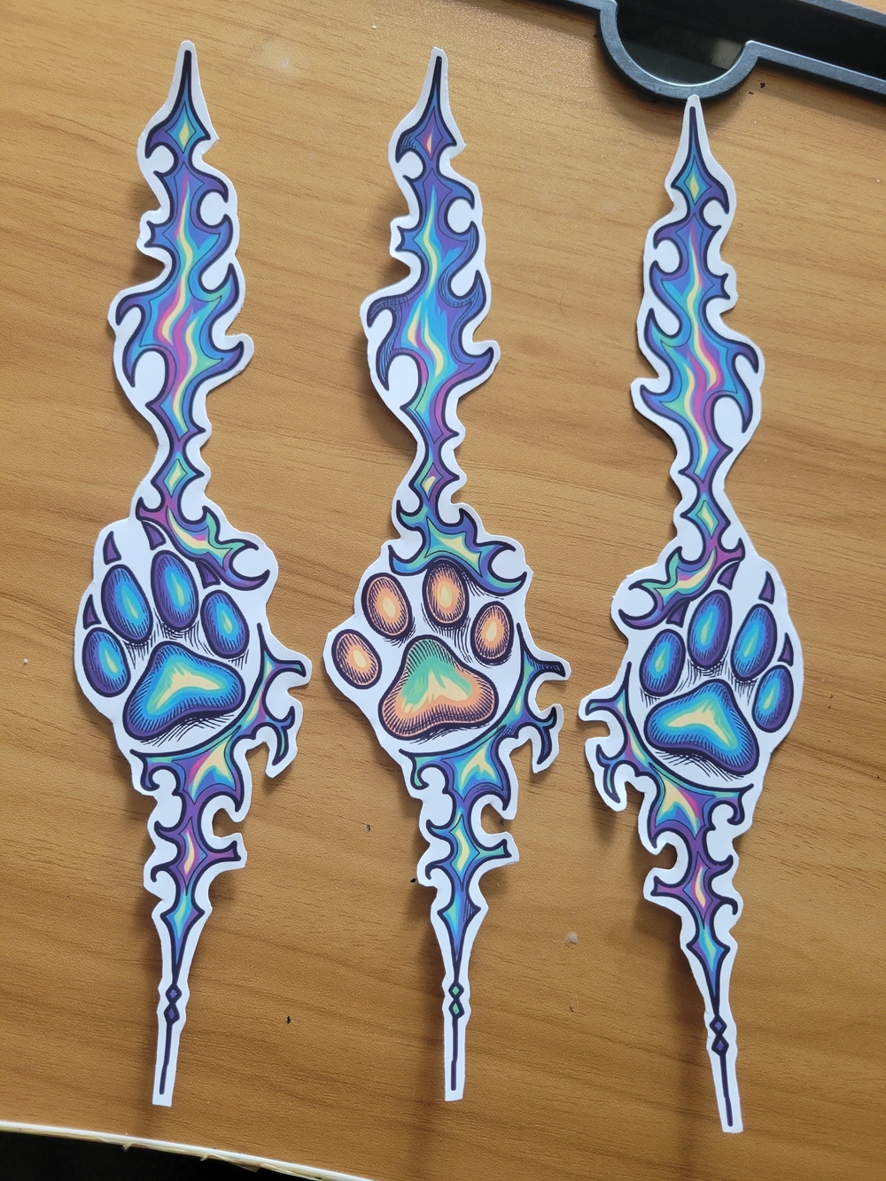 🖤NEW🖤 Psychedelic Paw Print Vinyl Sticker Set - 3 Pieces